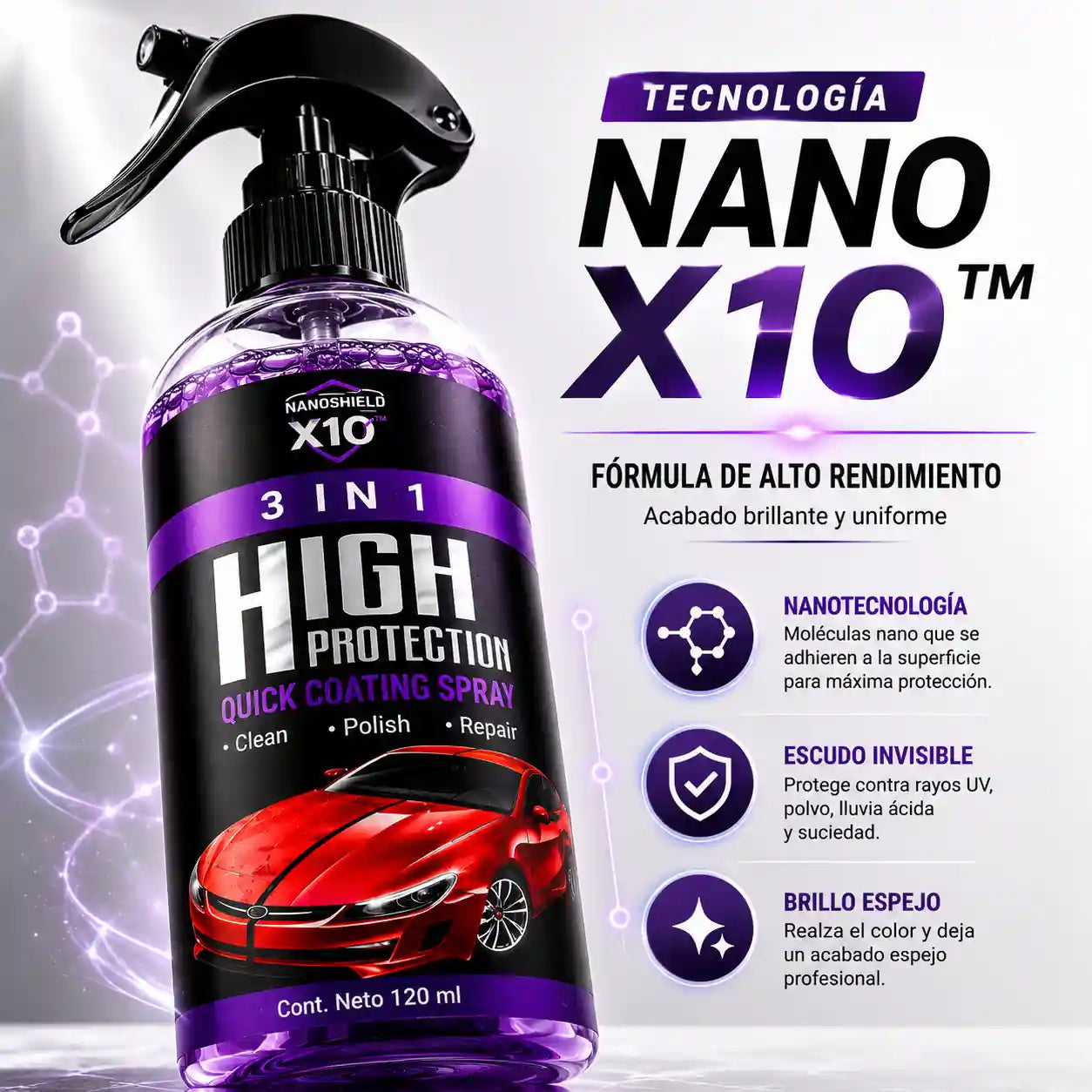 SPRAY RECUBRIMIENTO CERAMICO 3 EN 1: HIGH PROTECTION